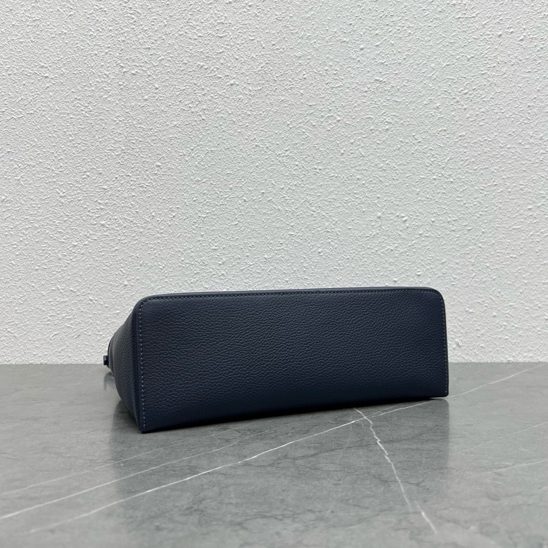 Loro Piana Extra Pocket Pouch L27 in Dark Blue Grained Leather 856