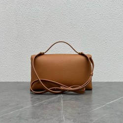 Loro Piana Extra Pocket Pouch L27 in Brown Grained Leather 883