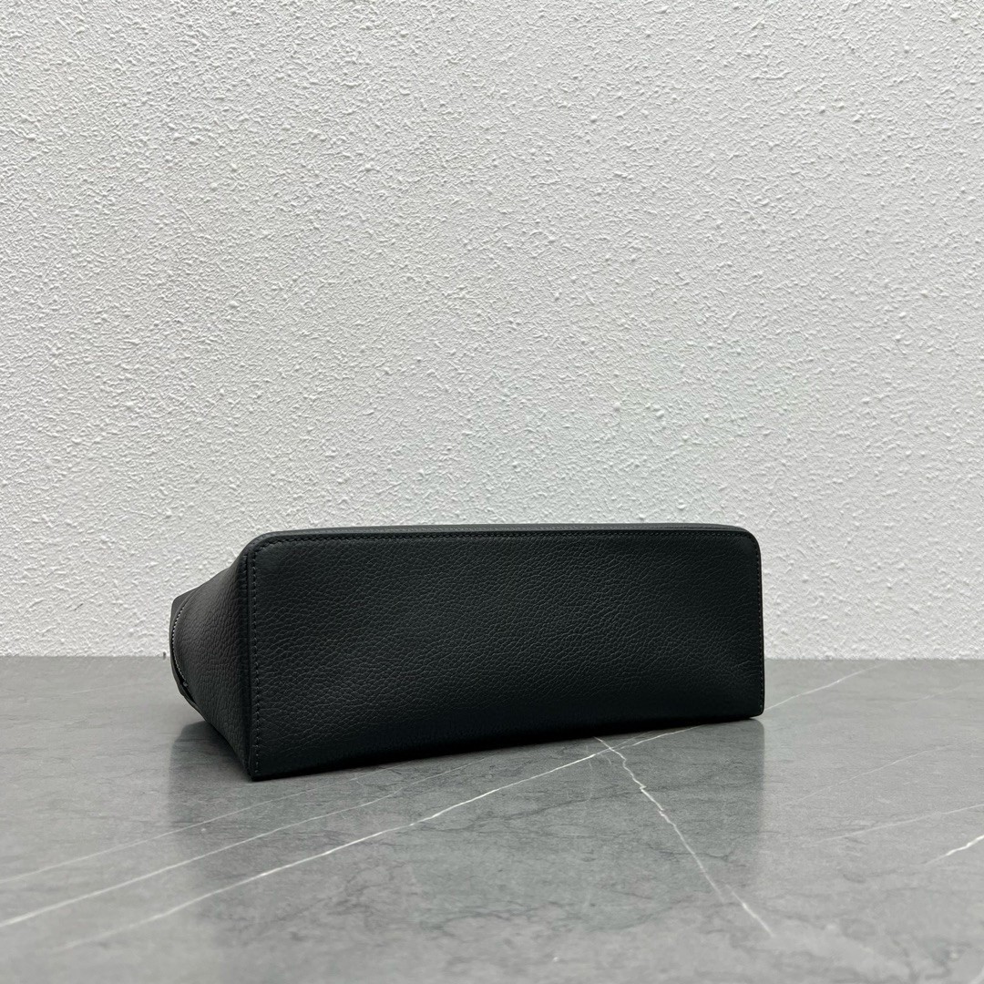 Loro Piana Extra Pocket Pouch L27 in Black Grained Leather 969