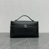 Loro Piana Extra Pocket Pouch L27 in Black Grained Leather 969