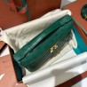 Loro Piana Extra Pocket Pouch L19 in Green Ostrich-embossed Leather 005