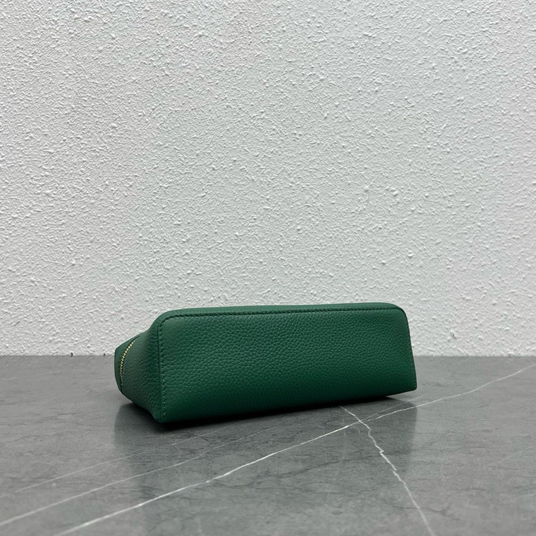 Loro Piana Extra Pocket Pouch L27 in Green Grained Leather 046