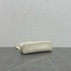 Loro Piana Extra Pocket Pouch L19 in White Ostrich-embossed Leather 124