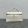 Loro Piana Extra Pocket Pouch L27 in White Grained Leather 890