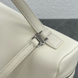 Loro Piana Extra Pocket Pouch L27 in White Grained Leather 890