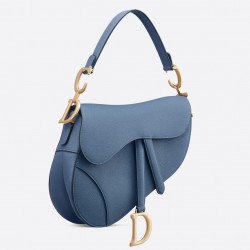 Dior Saddle Bag In Denim Blue Grained Calfskin 521