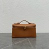 Loro Piana Extra Pocket Pouch L19 in Brown Grained Leather 952