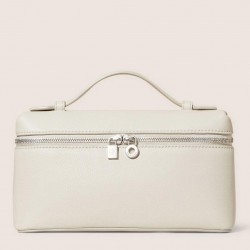 Loro Piana Extra Pocket Pouch L19 in White Grained Leather 009