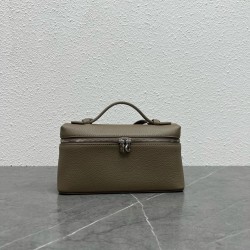 Loro Piana Extra Pocket Pouch L27 in Taupe Grained Leather 047