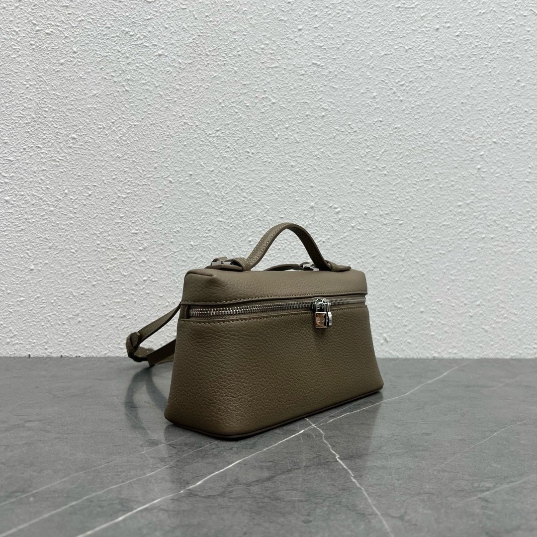 Loro Piana Extra Pocket Pouch L27 in Taupe Grained Leather 047