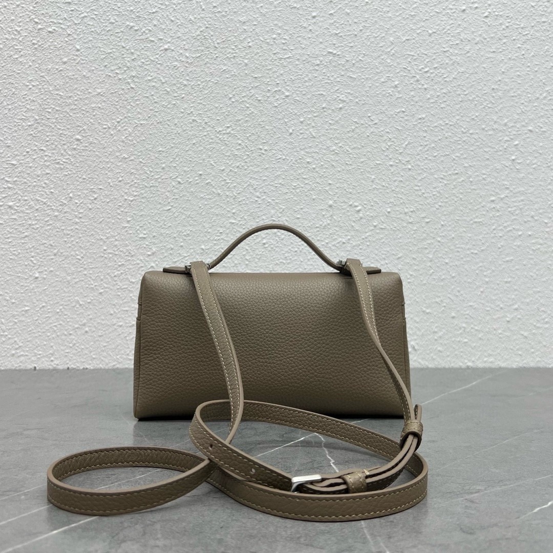 Loro Piana Extra Pocket Pouch L27 in Taupe Grained Leather 047