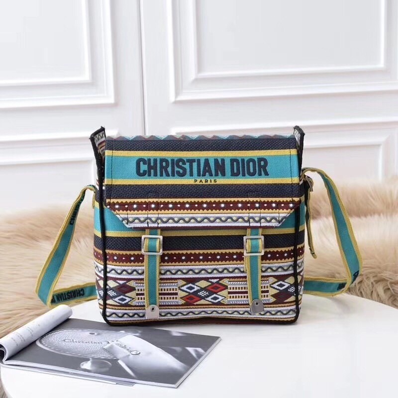 Dior Diorcamp Messenger Bag In Turquoise Embroidered Canvas 282