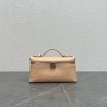 Loro Piana Extra Pocket Pouch L19 in Beige Ostrich-embossed Leather 902