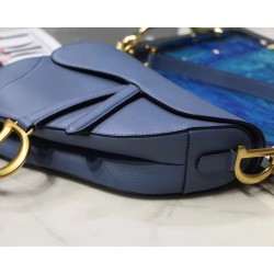 Dior Saddle Bag In Denim Blue Grained Calfskin 521