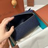 Loro Piana Extra Pocket Pouch L19 in Blue Ostrich-embossed Leather 042