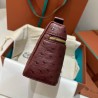 Loro Piana Extra Pocket Pouch L19 in Burgundy Ostrich-embossed Leather 102