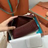 Loro Piana Extra Pocket Pouch L19 in Burgundy Ostrich-embossed Leather 102