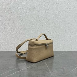 Loro Piana Extra Pocket Pouch L19 in Beige Grained Leather 795