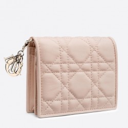 Dior Mini Lady Dior Wallet In Pink Lambskin 017