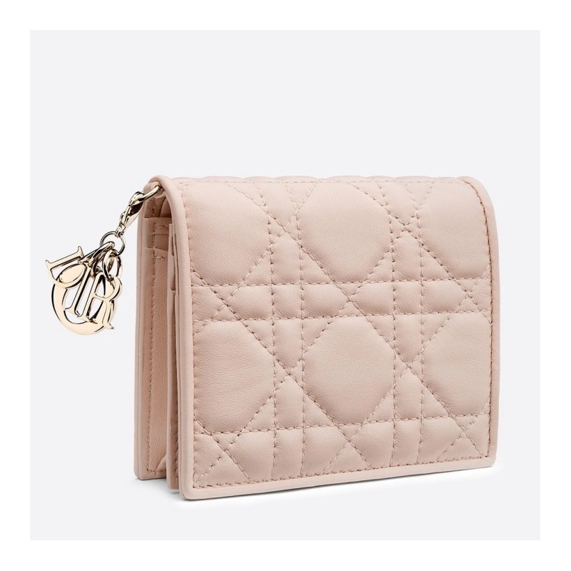 Dior Mini Lady Dior Wallet In Pink Lambskin 017