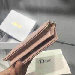 Dior Mini Lady Dior Wallet In Pink Lambskin 017