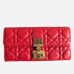 Dior DiorAddict Continental Wallet In Red Lambskin 586
