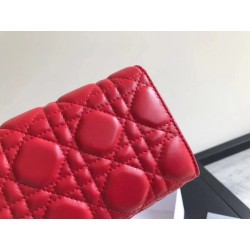 Dior DiorAddict Continental Wallet In Red Lambskin 586