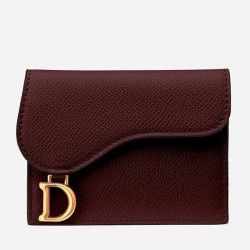 Dior Mini Saddle Tri-Fold Wallet In Scarlet Red Calfskin 250