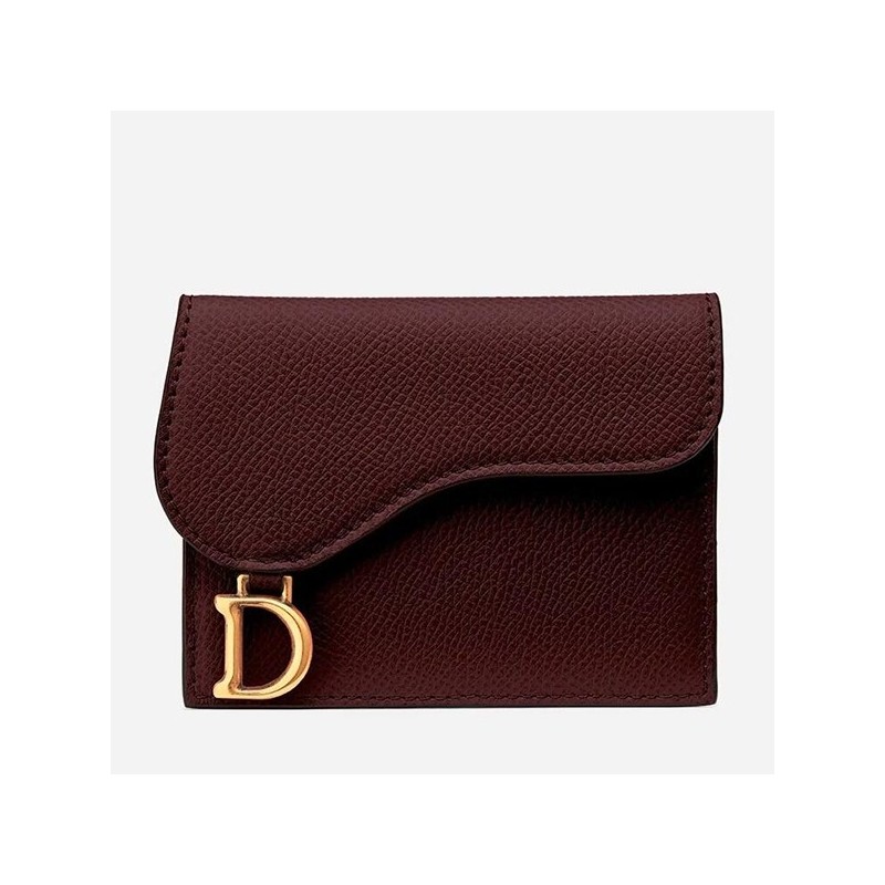 Dior Mini Saddle Tri-Fold Wallet In Scarlet Red Calfskin 250