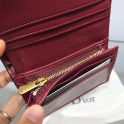 Dior Mini Saddle Tri-Fold Wallet In Scarlet Red Calfskin 250