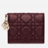 Dior Mini Lady Dior Wallet In Bordeaux Lambskin 277