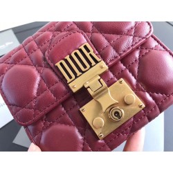 Dior French DiorAddict Wallet In Bordeaux Lambskin 310