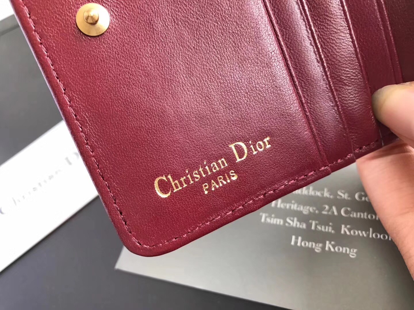 Dior French DiorAddict Wallet In Bordeaux Lambskin 310