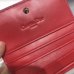 Dior Mini Lady Dior Wallet In Red Patent Leather 824