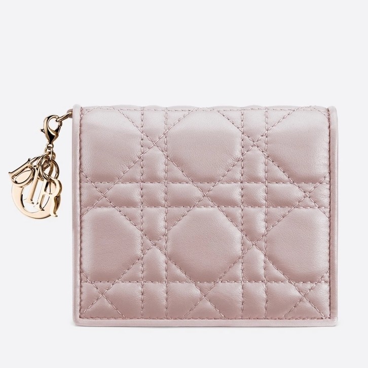 Dior Mini Lady Dior Wallet In lotus Pearly Lambskin 846