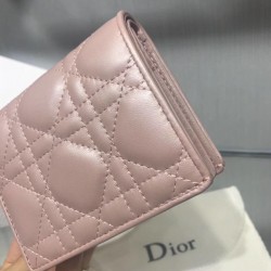 Dior Mini Lady Dior Wallet In lotus Pearly Lambskin 846