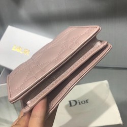 Dior Mini Lady Dior Wallet In lotus Pearly Lambskin 846