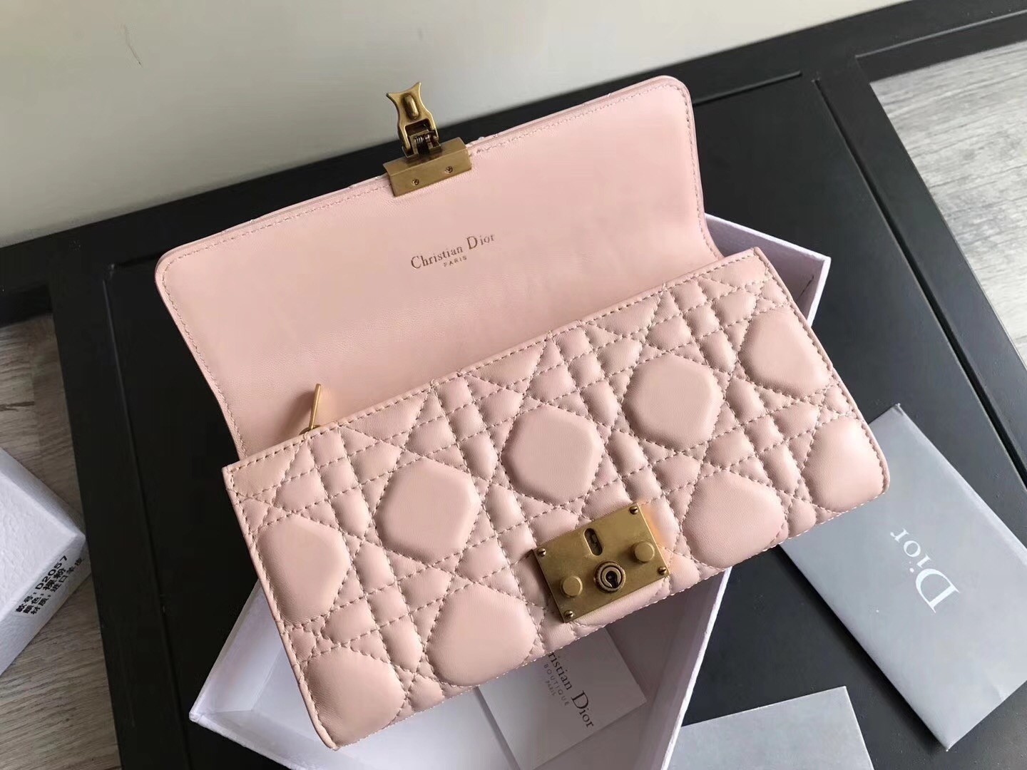 Dior DiorAddict Continental Wallet In Pink Lambskin 877
