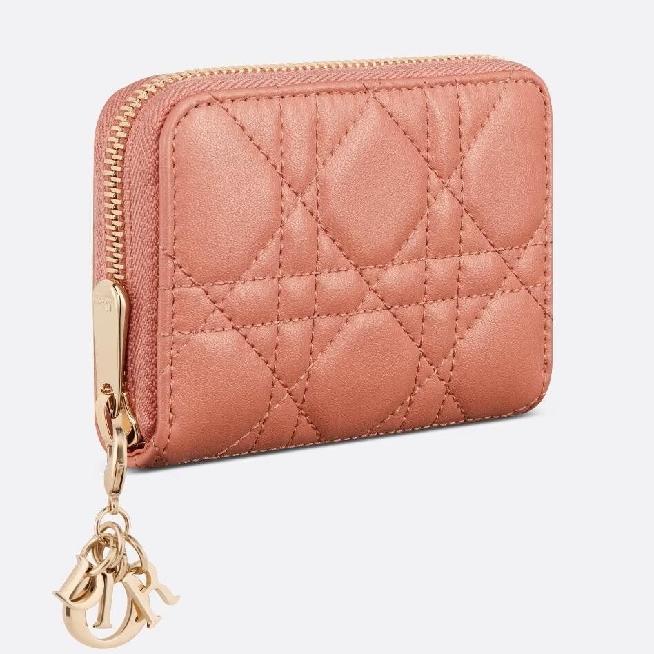 Dior Lady Dior Voyageur Small Coin Purse in Pink Lambskin 173