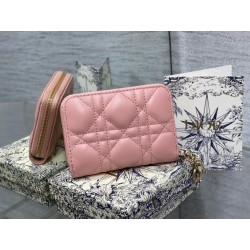 Dior Lady Dior Voyageur Small Coin Purse in Pink Lambskin 173