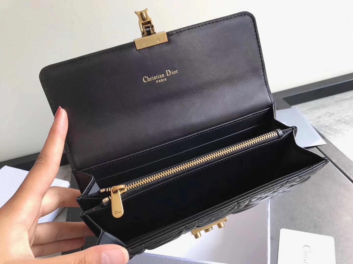 Dior DiorAddict Continental Wallet In Black Lambskin 199