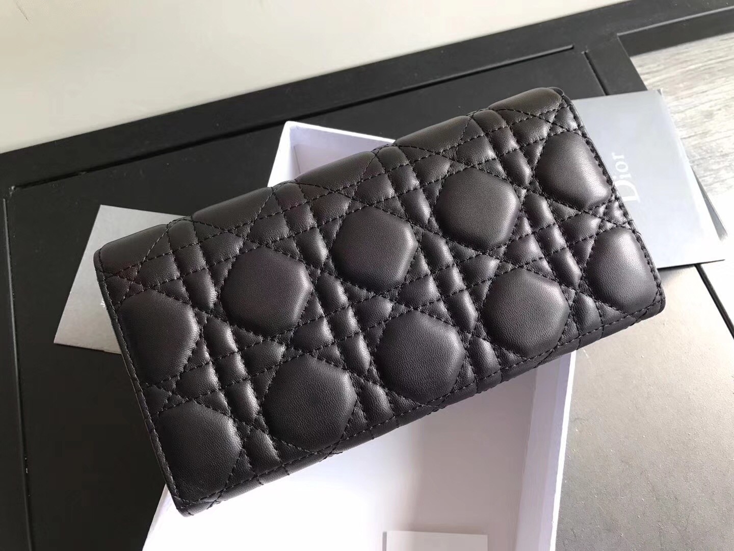 Dior DiorAddict Continental Wallet In Black Lambskin 199