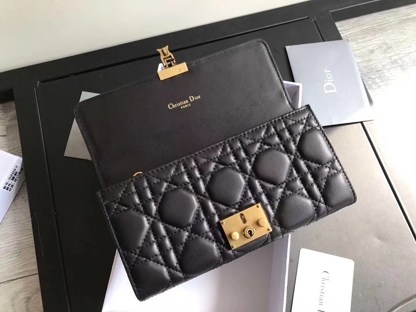 Dior DiorAddict Continental Wallet In Black Lambskin 199