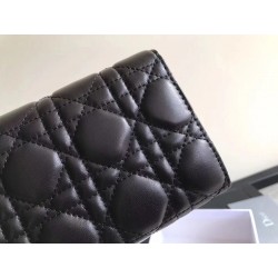 Dior DiorAddict Continental Wallet In Black Lambskin 199