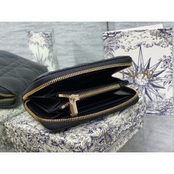 Dior Lady Dior Voyageur Small Coin Purse in Black Lambskin 748