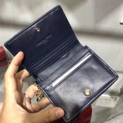 Dior Mini Lady Dior Wallet In Indigo Blue Patent Leather 738