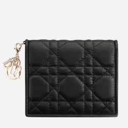 Dior Mini Lady Dior Wallet In Black Lambskin 424