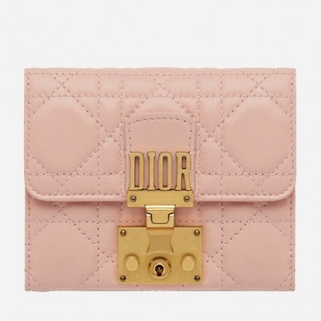 Dior French DiorAddict Wallet In Pink Lambskin 461