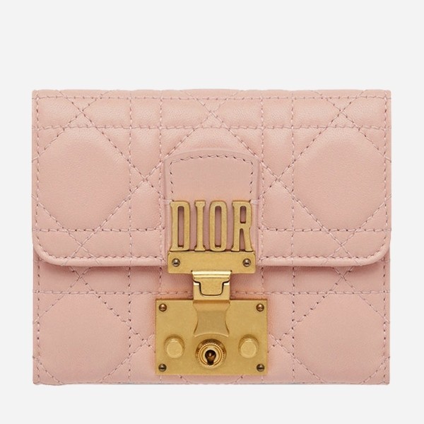 Dior French DiorAddict Wallet In Pink Lambskin 461