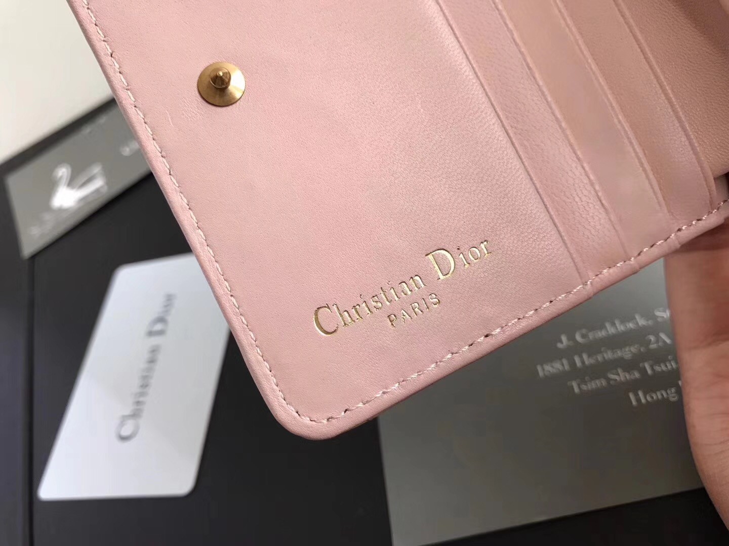 Dior French DiorAddict Wallet In Pink Lambskin 461